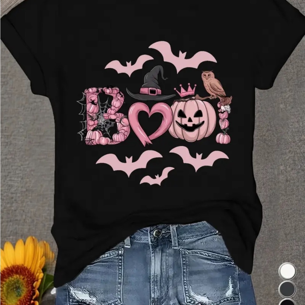 Halloween black and pink Boo tee shirt!